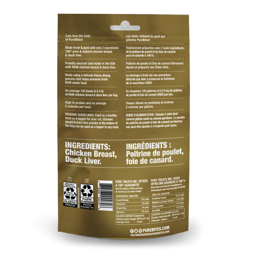 PureBites Freeze Dried Chicken & Duck Liver Cat Treats