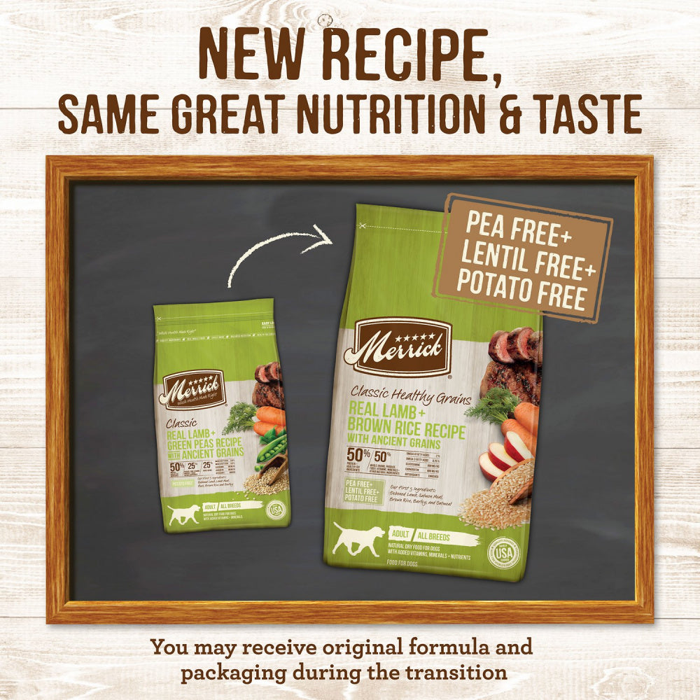 Merrick Healthy Grains Premium Adult Dry Dog Food, Wholesome And Natural Kibble With Lamb And Brown Rice