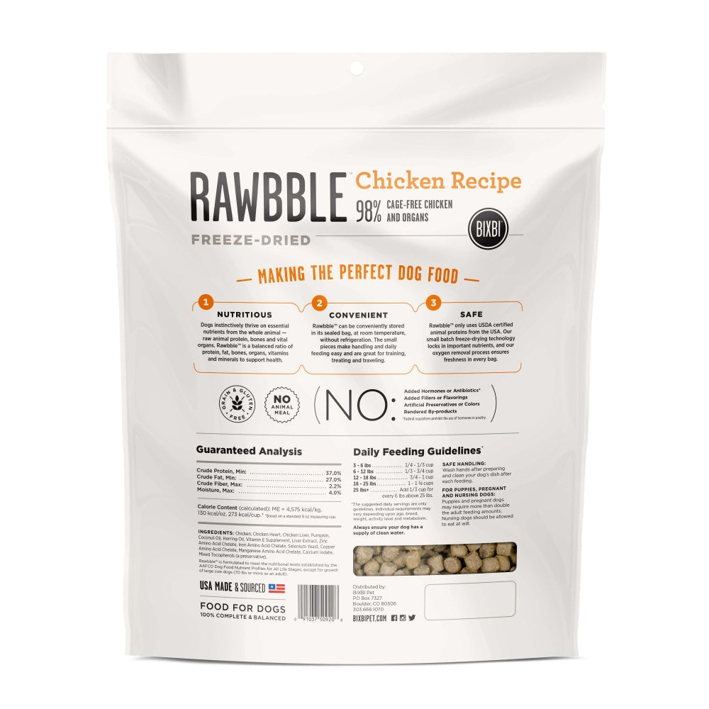 Bixbi Rawbble Freeze Dried Grain Free Chicken Recipe for Dogs