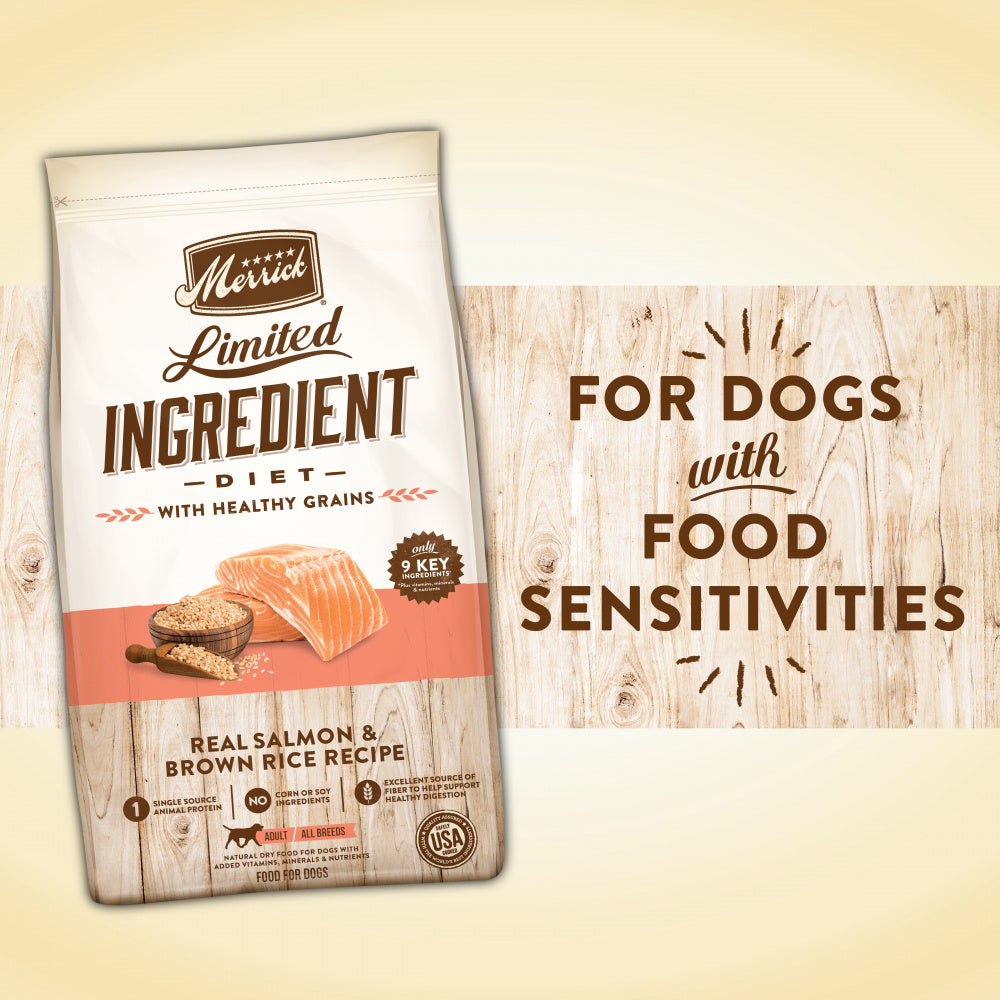 Merrick Limited Ingredient Diet Dry Dog Food Real Salmon & Brown Rice Recipe with Healthy Grains