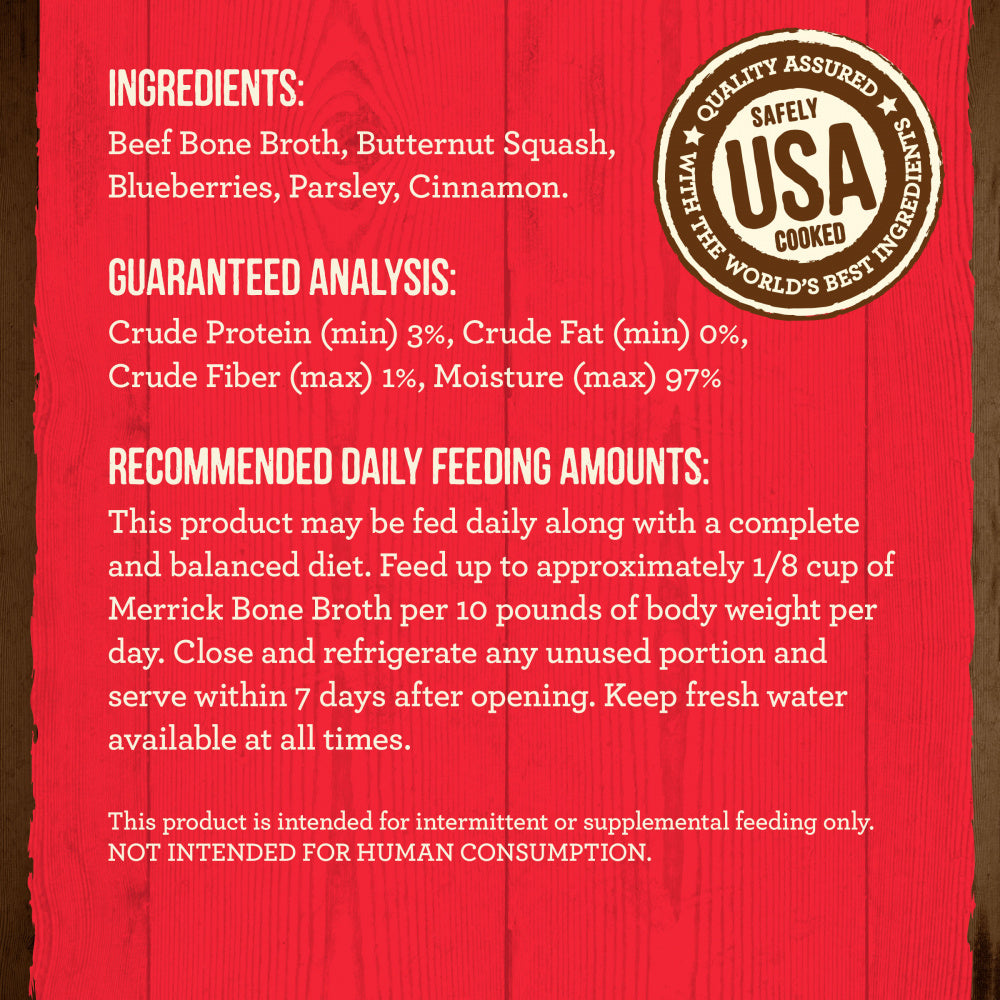 Merrick Grain Free Beef Bone Broth Wet Dog Food Topper