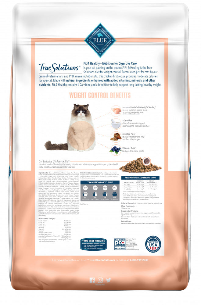 Blue Buffalo True Solutions Fit & Healthy Weight Control Formula Adult Dry Cat Food