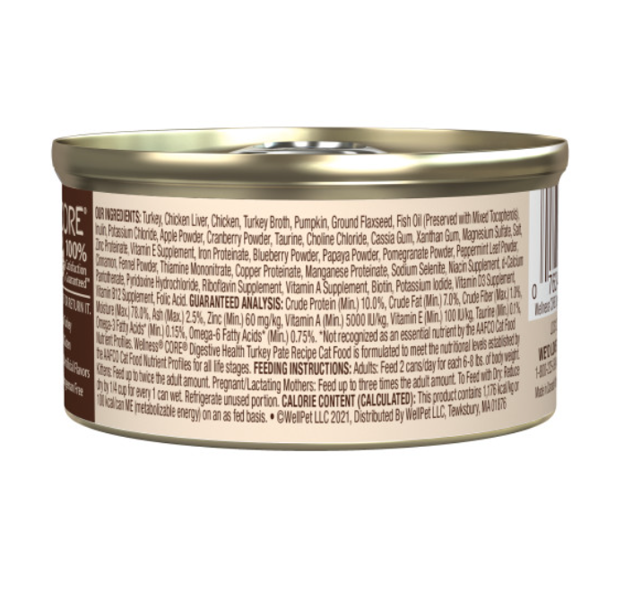 Wellness Core Digestive Health Turkey Pate Recipe Canned Cat Food
