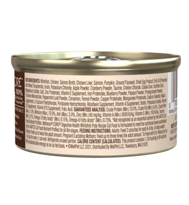 Wellness Core Digestive Health Whitefish Pate Recipe Canned Cat Food