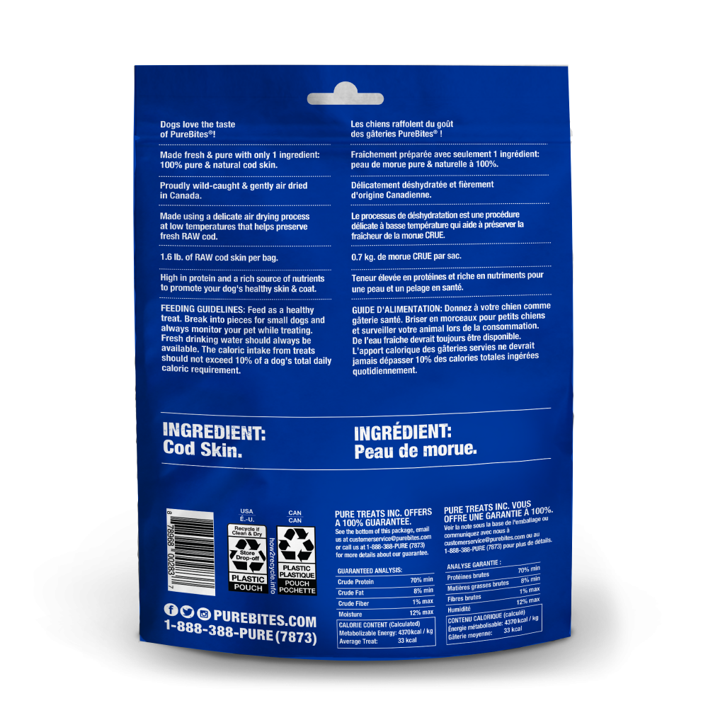 PureBites Gently Air Dried Cod Skin Jerky Dog Treats