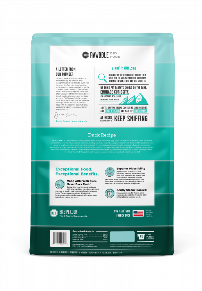 BIXBI Rawbble Kibble Grain Free Duck