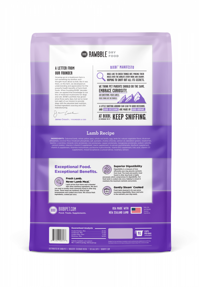 BIXBI Rawbble Kibble Grain Free Lamb