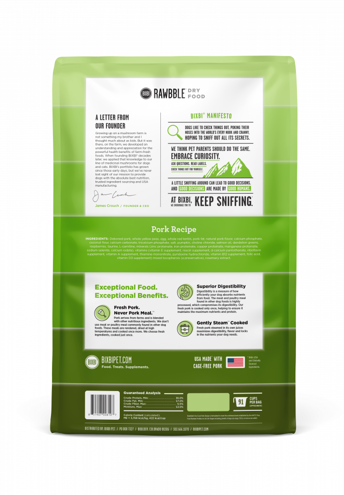 BIXBI Rawbble Kibble Grain Free Pork