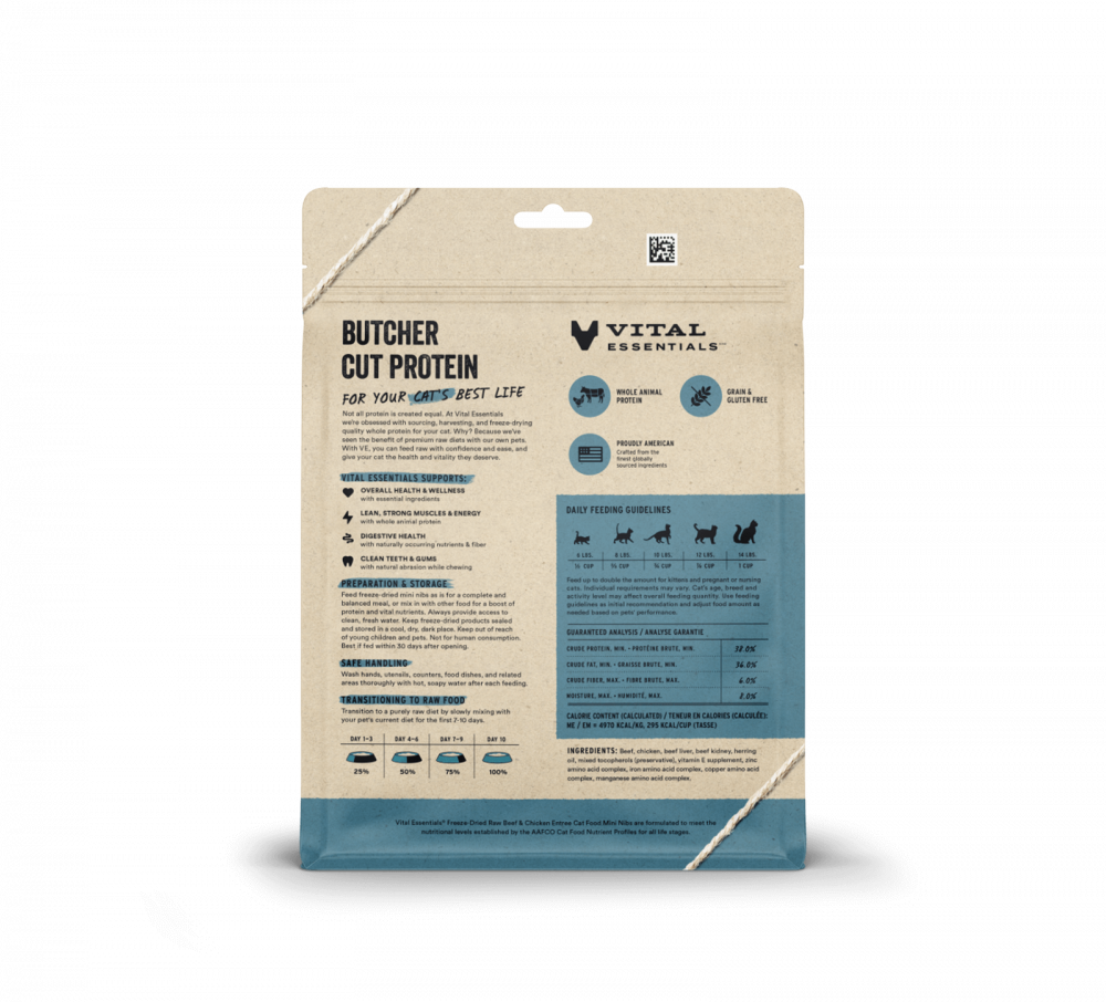 Vital Essentials Freeze Dried Raw Beef & Chicken Entree Cat Food Mini Nibs