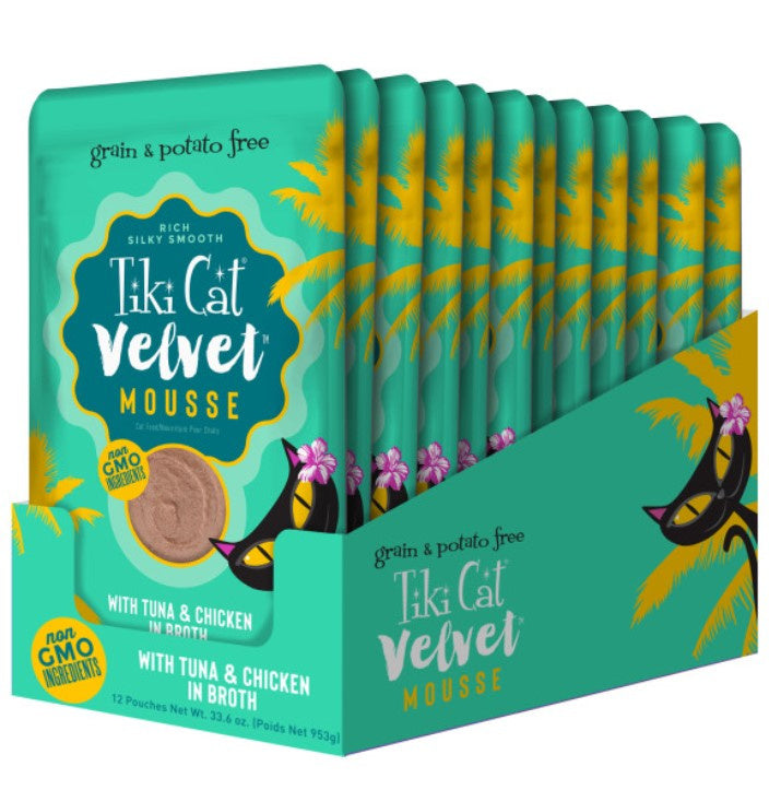 Tiki Cat Velvet Mousse Tuna & Chicken Wet Cat Food Pouches