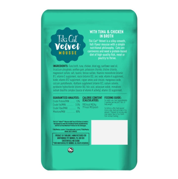 Tiki Cat Velvet Mousse Tuna & Chicken Wet Cat Food Pouches