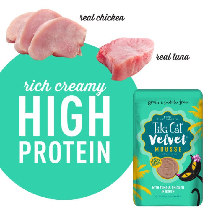 Tiki Cat Velvet Mousse Tuna & Chicken Wet Cat Food Pouches