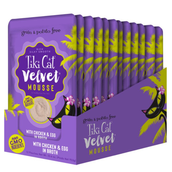 Tiki Cat Velvet Mousse Chicken & Egg Wet Cat Food Pouches