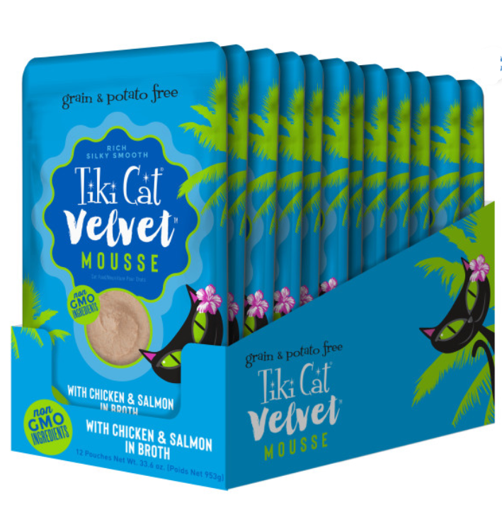 Tiki Cat Velvet Mousse Chicken & Salmon Wet Cat Food Pouches