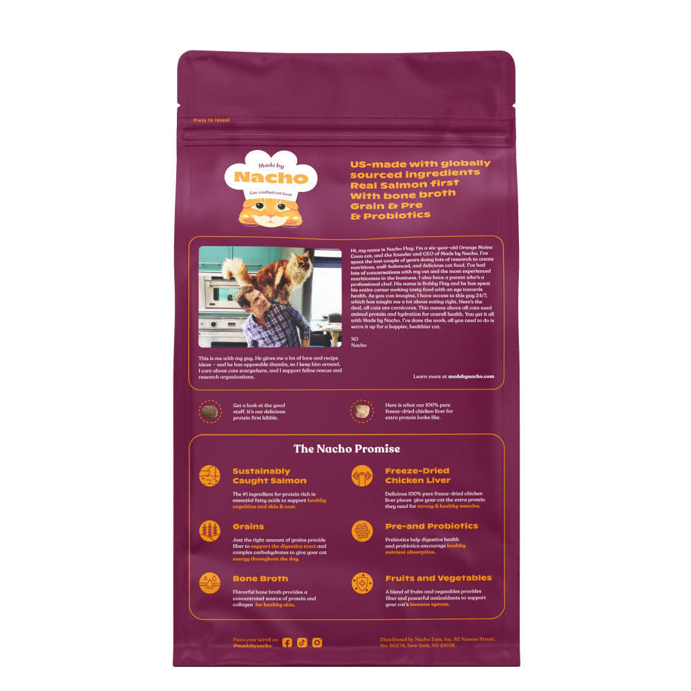 Made by Nacho Salmon & Whitefish & Pumpkin Kibble with Freeze Dried Raw Inclusions